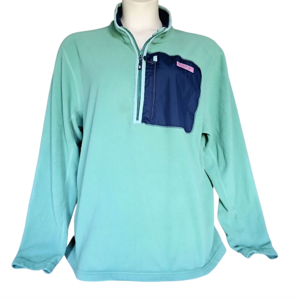 Vineyard Vines Martha's 1/4 Zip Fleece Pullover Green Women’s XL